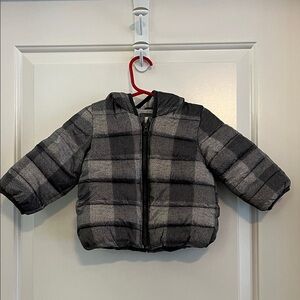 GAP Kids Checkered Hooded Puffer Jacket size 12-18m